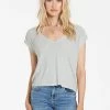 Wanderlust By Abby Uri Thermal V-Neck Cucumber Top NEW