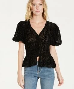 Wanderlust By Abby Chrissy Embossed Peplum Top