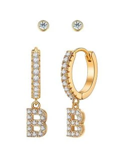 Wanderlust By Abby Crystal Huggie Initial Duet Earrings