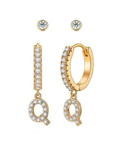 Wanderlust By Abby Crystal Huggie Initial Duet Earrings