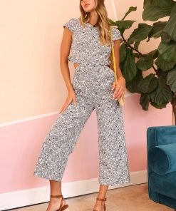 Wanderlust By Abby Helena Embroidered Cut-Out Jumpsuit NEW