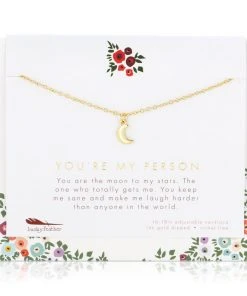Lucky Feather You Are My Person Moon Necklace NEW