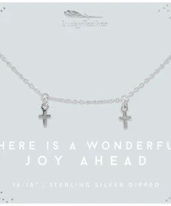 Lucky Feather Cross Dangle Necklace NEW