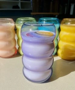 Wanderlust By Abby Bubble Ribbed Glass Candles NEW