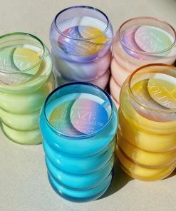 Wanderlust By Abby Bubble Ribbed Glass Candles NEW