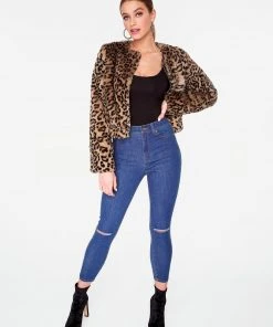 Wanderlust By Abby Leopard Faux Fur Pull-Over NEW