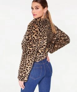 Wanderlust By Abby Leopard Faux Fur Pull-Over NEW