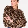 Wanderlust By Abby Leopard Faux Fur Pull-Over NEW