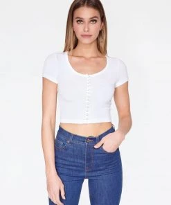 Wanderlust By Abby CLOTHING Front Snap Ribbed Crop Top
