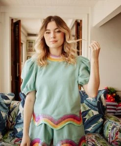 Queen Of Sparkles Teal Wavy Tee