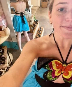 Wanderlust By Abby NEW QOS Butterfly Halter Dress