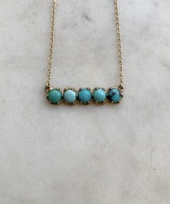 Mimosa Handcrafted 5 Row Turquoise Bar Necklace
