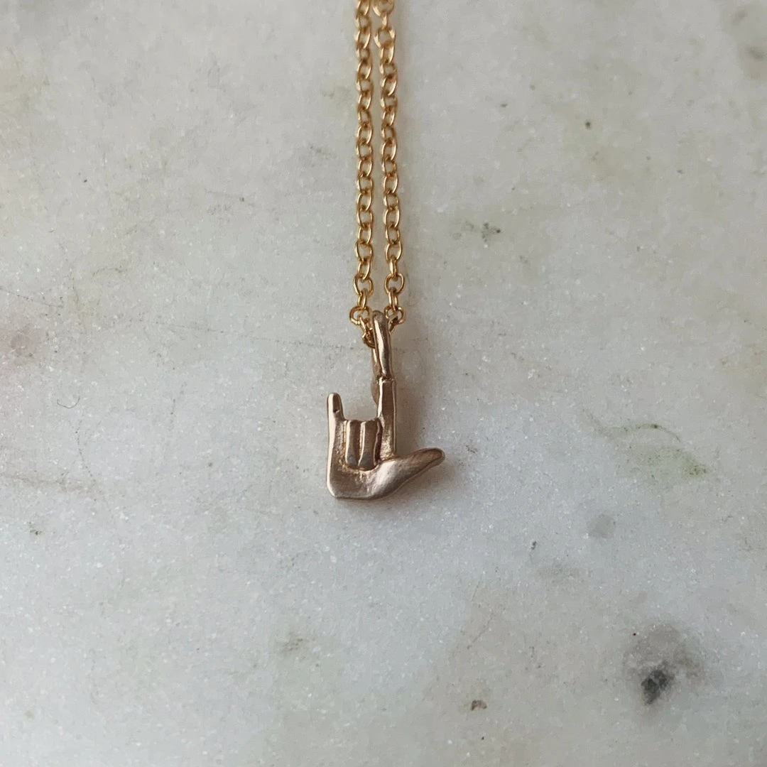 Mimosa Handcrafted Mimosa ASL "I Love You" Necklace NEW 3 Mimosa Handcrafted Mimosa ASL "I Love You" Necklace NEW