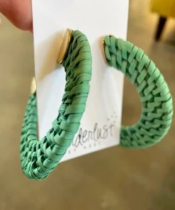 Wanderlust By Abby NEW Straw Basket Weave Hoops