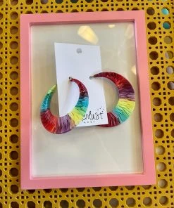 Wanderlust By Abby Colorful Straw Hoops NEW