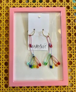 Wanderlust By Abby Rainbow Safety Pin Drop Earrings