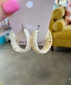 Wanderlust By Abby NEW Cream Straw Hoops