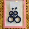 Wanderlust By Abby Navy Beaded Triple Hoops NEW