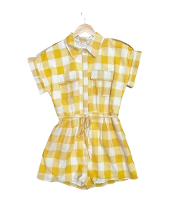 Wanderlust By Abby NEW Yellow Gingham Romper