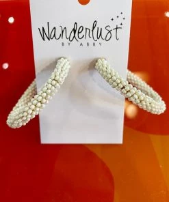 Wanderlust By Abby NEW Off-White Beaded Hoops