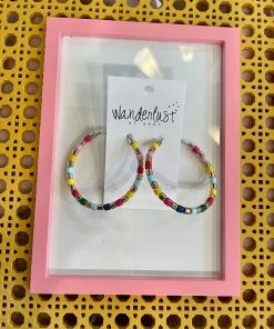 Wanderlust By Abby Gold & Rainbow Beaded Hoops NEW