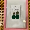 Wanderlust By Abby Emerald/Gold Earrings NEW