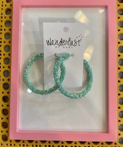 Wanderlust By Abby Chunky Glitter Statement Hoops NEW