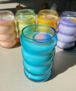 Wanderlust By Abby Bubble Ribbed Glass Candles NEW