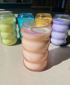 Wanderlust By Abby Bubble Ribbed Glass Candles NEW