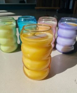 Wanderlust By Abby Bubble Ribbed Glass Candles NEW