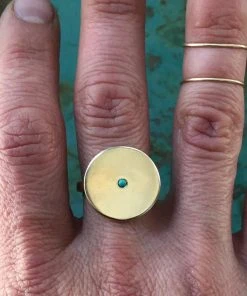 Mimosa Handcrafted Mimosa Minimal Circle Turquoise Ring JEWELRY