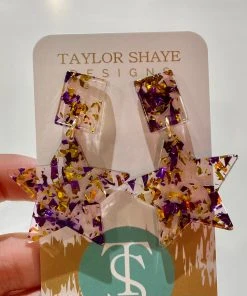 Taylor Shaye LSU Star Drop Earrings