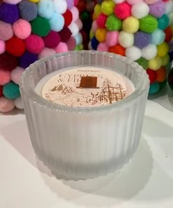 Wanderlust By Abby Small Frosted White Candle With Wood Wick NEW