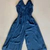 Wanderlust By Abby Navy Wide Leg Midi Jumpsuit With Self Strap NEW