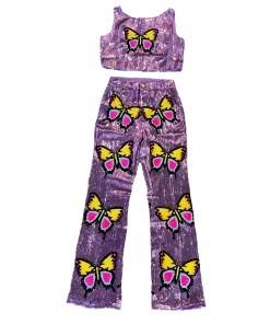 Queen Of Sparkles QOS Sequin Butterfly Tank NEW