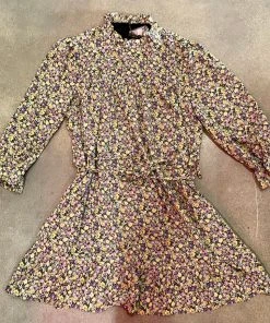 Wanderlust By Abby Floral Long Sleeve Ruffle Neck Dress CLOTHING