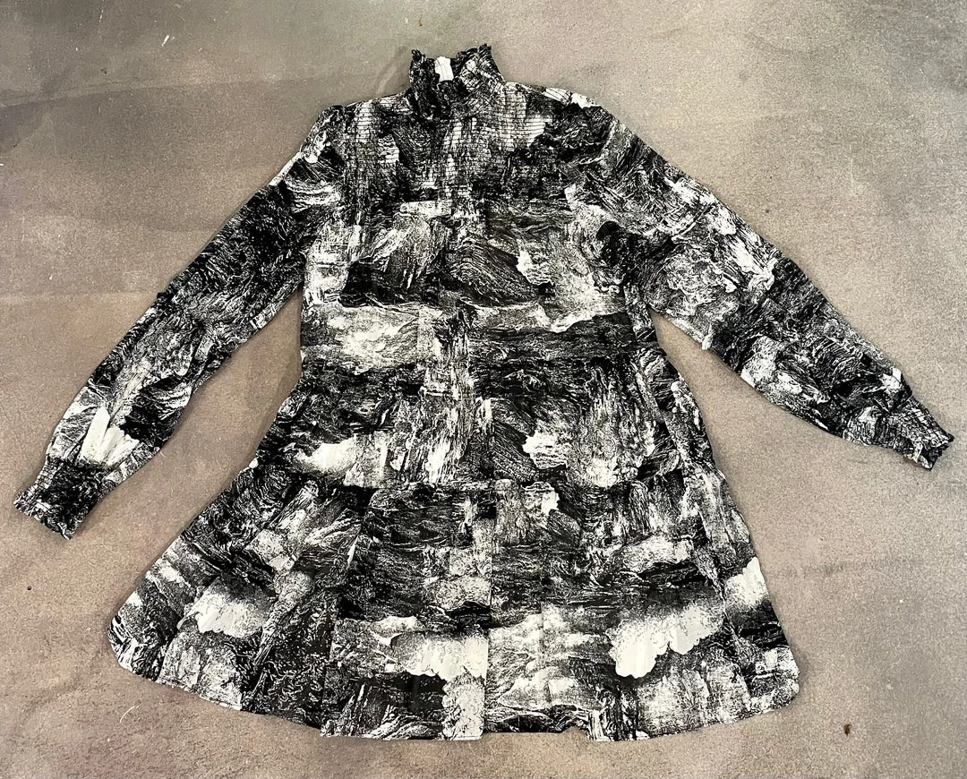 Wanderlust By Abby Smock Neck Black And White Dress NEW 3 Wanderlust By Abby Smock Neck Black And White Dress NEW