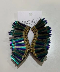 Wanderlust By Abby JEWELRY Mardi Gras Feathered Wing Earrings
