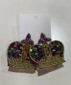 Wanderlust By Abby NEW Mardi Gras Crown Earrings