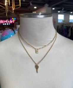 Wanderlust By Abby NEW Lock And Key Chain Necklace