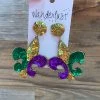 Wanderlust By Abby Mardi Gras Fleur De Lis Earrings