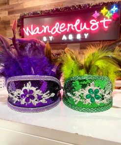 Wanderlust By Abby Mardi Gras Feather Crown NEW