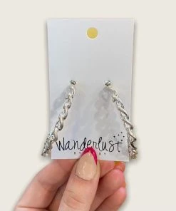 Wanderlust By Abby Flat Chain Hoops NEW