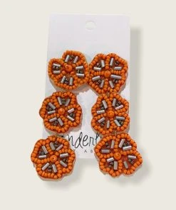 Wanderlust By Abby Orange Triple Flower Earrings