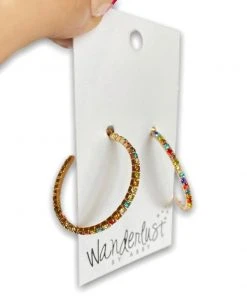 Wanderlust By Abby NEW Bedazzled Rainbow Hoops