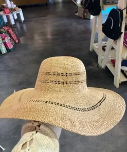 Wanderlust By Abby NEW Floppy Straw Hat With Detailed Trim