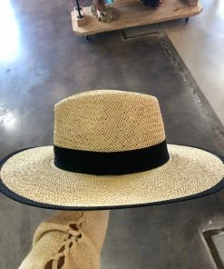 Wanderlust By Abby Straw Hat With Black Trim NEW