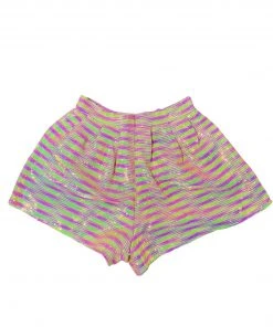 Queen Of Sparkles NEW QOS Neon Sequin Stripe Shorts