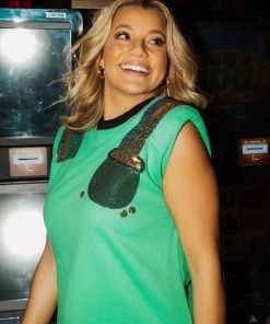 Queen Of Sparkles QOS Pot O' Gold Shoulder Pad Dress NEW