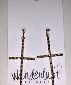 Wanderlust By Abby NEW Gold Cross Dangle Earrings